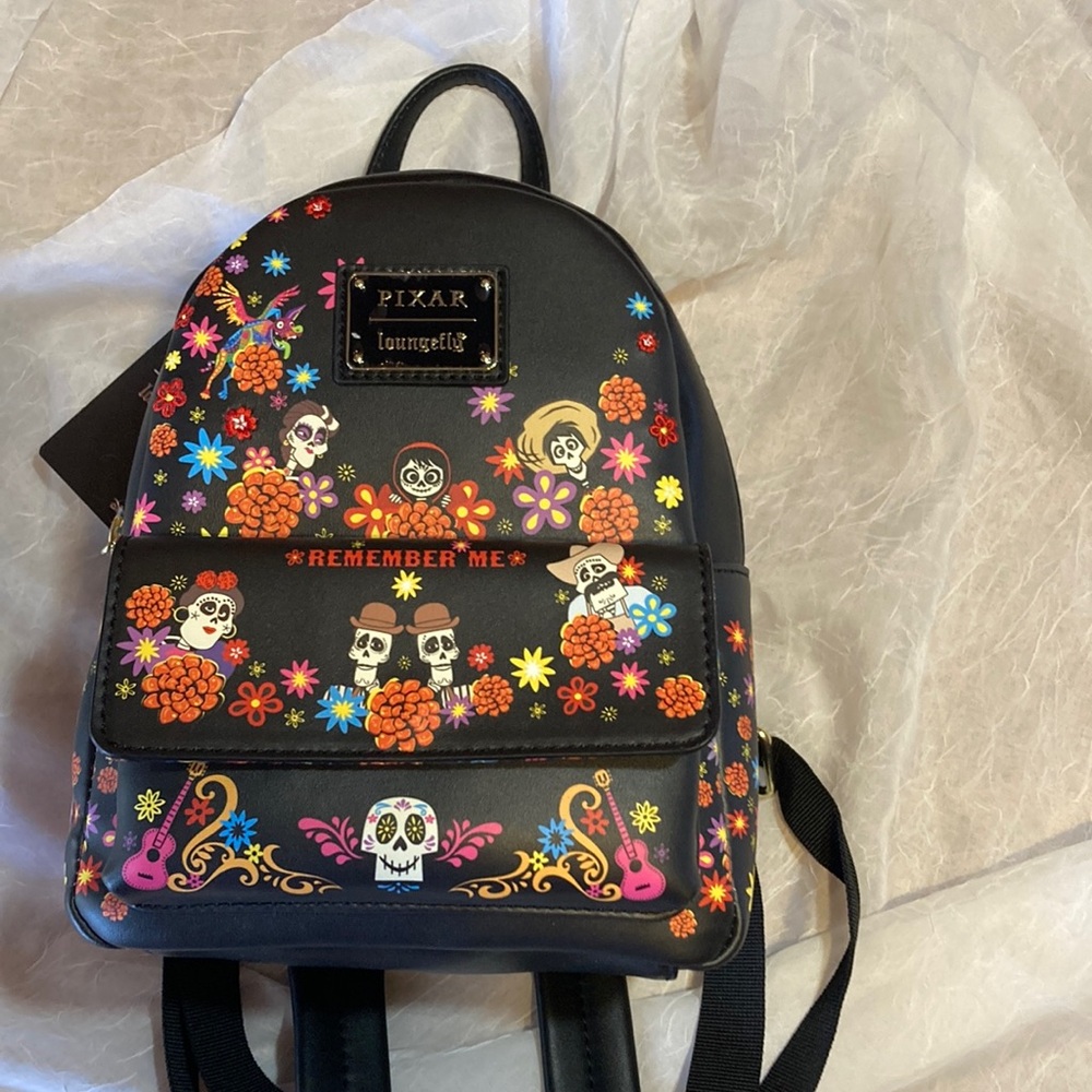 Pixar Loungefly 'Remember Me' Coco Mini Backpack - Black Floral